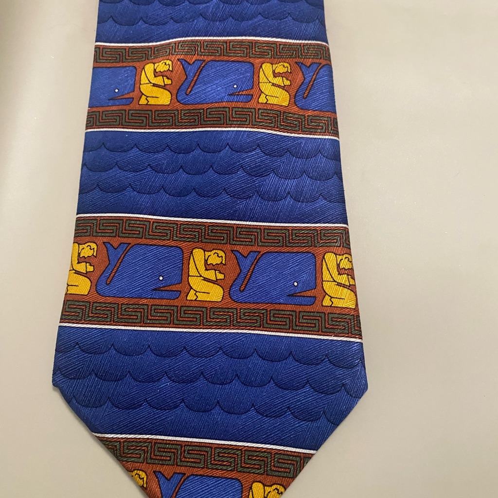 Blue And Yellow Silk Patterned Tie